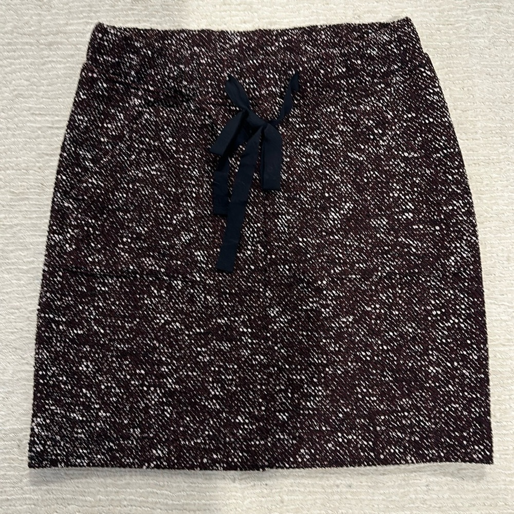 LOFT Dark Red/Purple Tweed Tie Waist Miniskirt with Pockets Size S